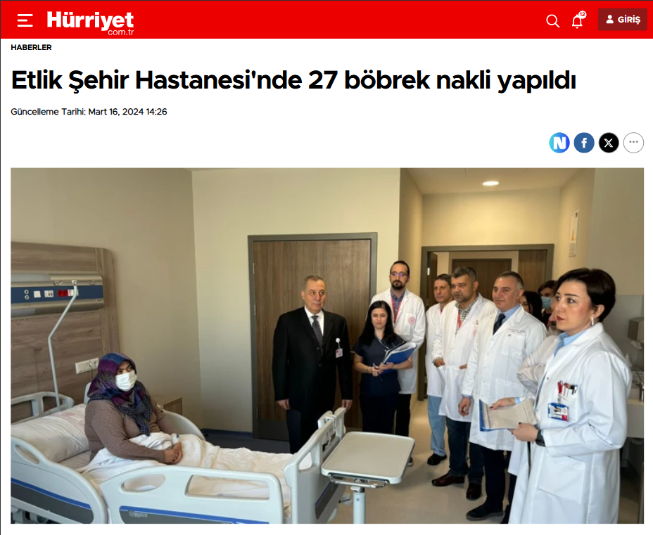 Etlik Şehir Hastanesi'nde 27 böbrek nakli yapıldı